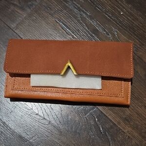 Brown Clutch Wallet with Gold Accent